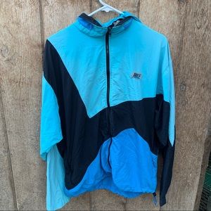 Nike Vintage Retro Mens windbreaker size Medium Blue full zip hoodie